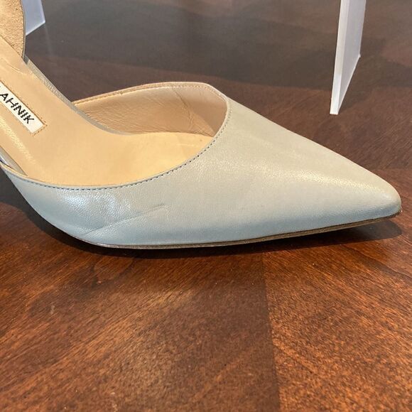 Authentic Manolo Blahnik Grey Sz 39 Sling backs - Picture 4 of 17